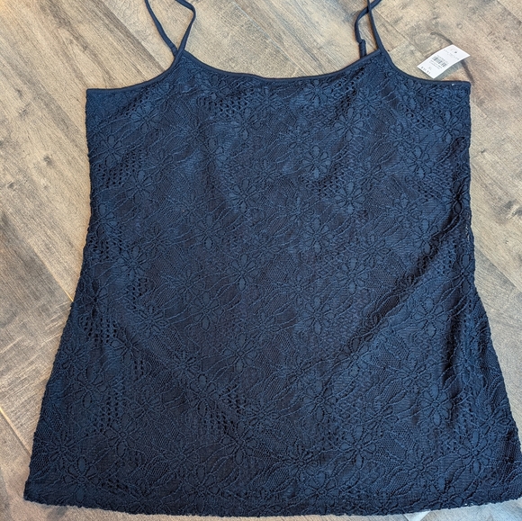 Ann Taylor Factory Tops - NWT Ann Taylor Factory Lace Front Camisole - Navy Blue - Size XL